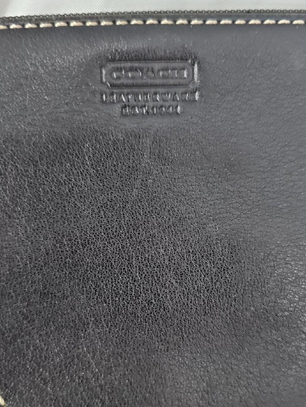 Coach Black Leather Wristlet with White Contrast Stitching - Picture 3 of 9